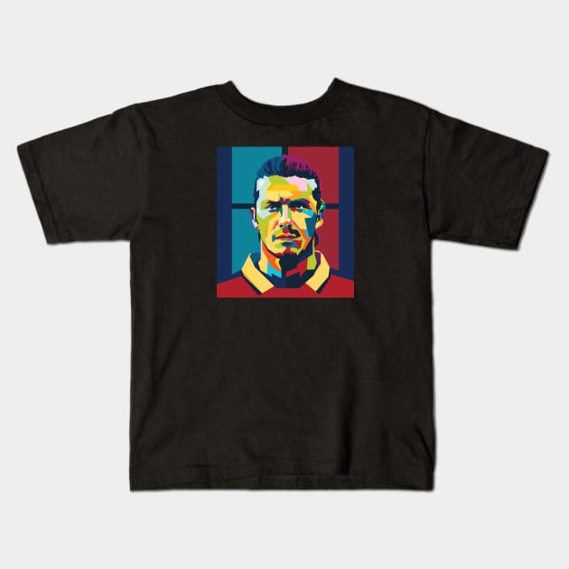 David Beckham In Wpap Pop Art  Style Kids T-Shirt by Hanafi
